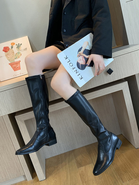 Дамски ежедневни ботуши от еко кожа в черен цвят