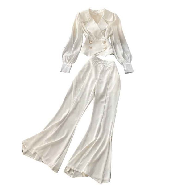 Дамски комплект от панталон с висока талия и сако 