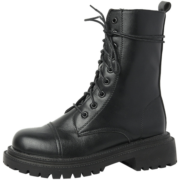 Ежедневни дамски  боти с  връзки в черен цвят