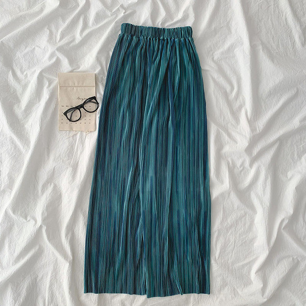 Плисиран дамски панталон ретро стил с висока талия