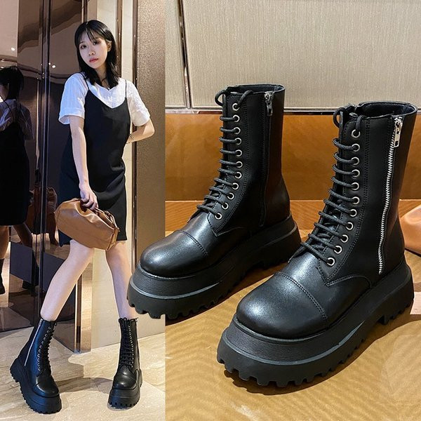 Ежедневни дамски боти с висока подметка и връзки