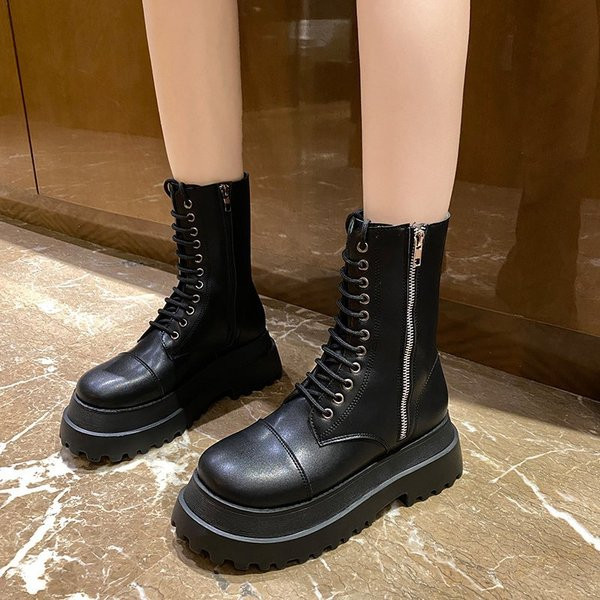 Ежедневни дамски боти с висока подметка и връзки