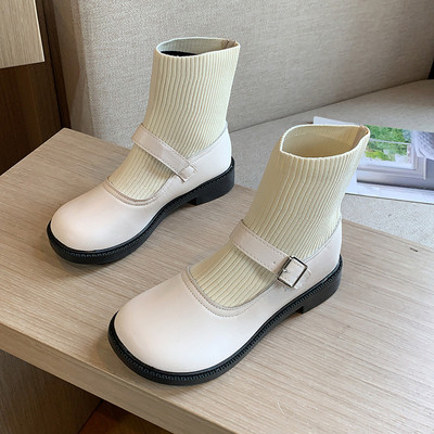 Ежедневни дамски боти тип чорап с катарама