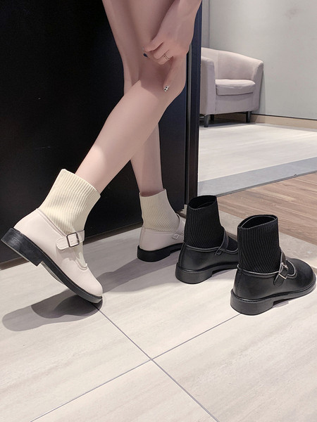 Ежедневни дамски боти тип чорап с катарама