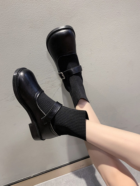 Ежедневни дамски боти тип чорап с катарама