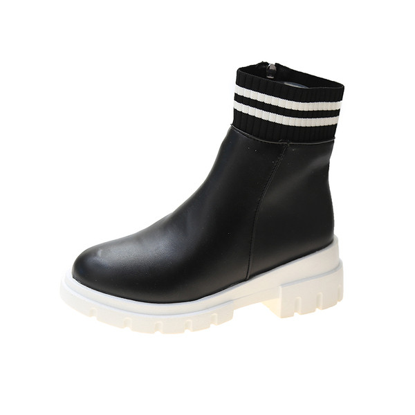 Дамски боти от еко кожа с цип и груба подметка