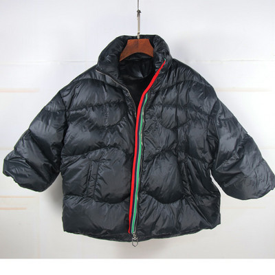 Дамско зимно яке с висока яка и дълъг ръкав широк модел