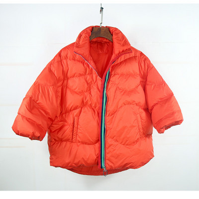 Дамско зимно яке с висока яка и дълъг ръкав широк модел