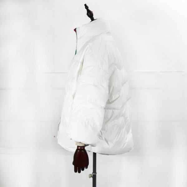 Дамско зимно яке с висока яка и дълъг ръкав широк модел