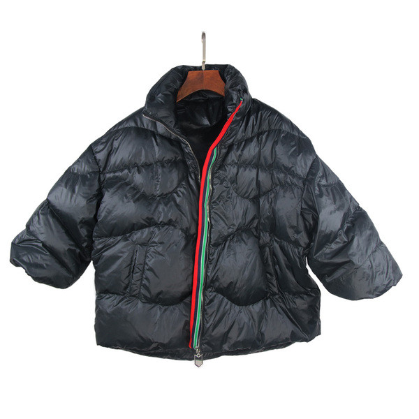 Дамско зимно яке с висока яка и дълъг ръкав широк модел