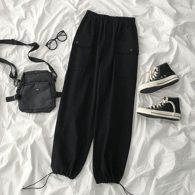 Ежедневен дамски панталон широк модел с еластична талия