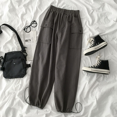 Ежедневен дамски панталон широк модел с еластична талия