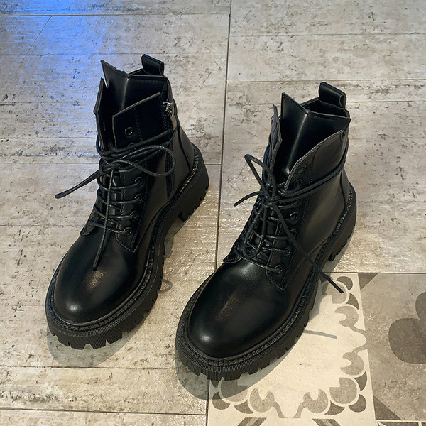 Ежедневни дамски боти с груба подметка и връзки