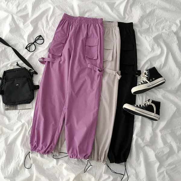 Дамски панталон с връзки и еластична талия