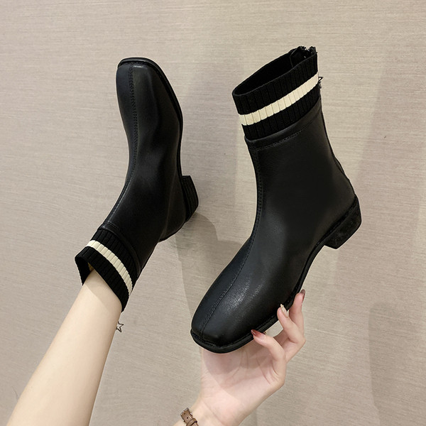 Дамски боти тип чорап с 5 см ток  