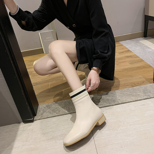 Дамски боти тип чорап с 5 см ток  