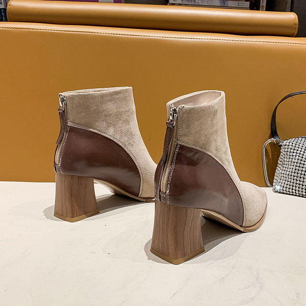 Дамски стилни боти с дебел 6см ток и цип