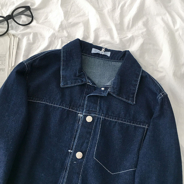 Дънково дамско яке с копчета и дълъг ръкав