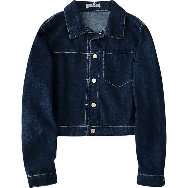 Дънково дамско яке с копчета и дълъг ръкав