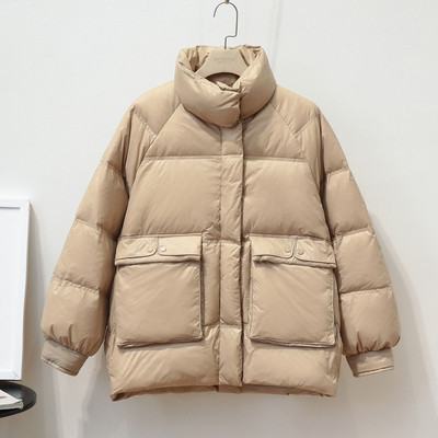 Дамско зимно  яке с висока яка,дълъг ръкав и джобове