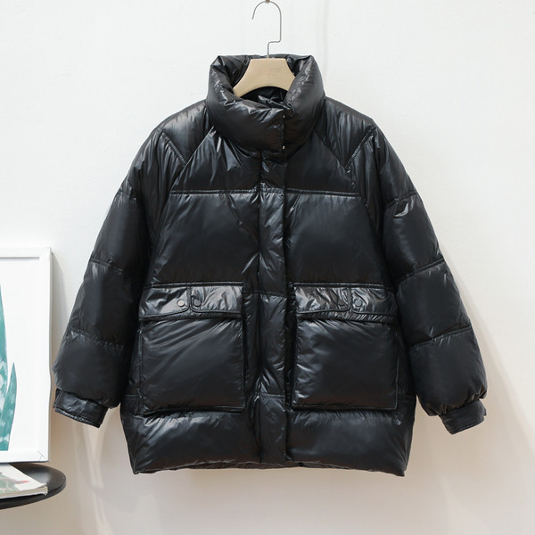 Дамско зимно  яке с висока яка,дълъг ръкав и джобове 