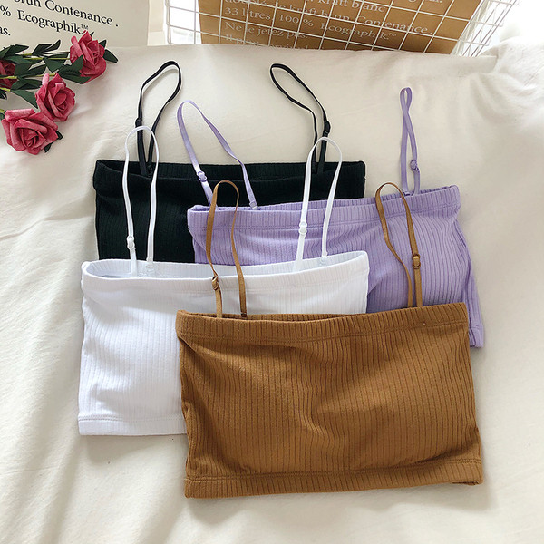 Късо дамско бюстие с тънки презрамки