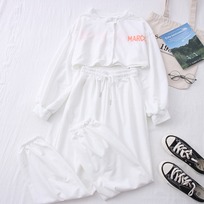 Спортен дамски комплект от две части панталон + блуза