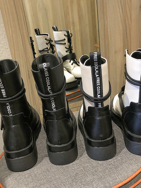 Ежедневни дамски боти от еко кожа с равна подметка и връзки