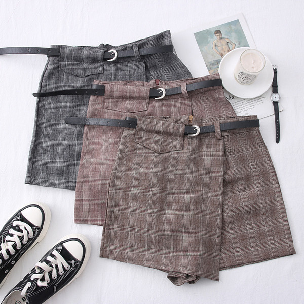 Нов модел ежедневна къса дамска пола-панталон с колан