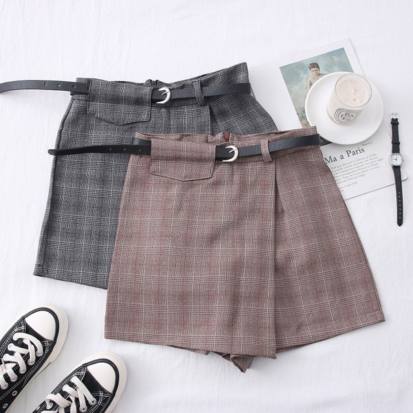 Нов модел ежедневна къса дамска пола-панталон с колан