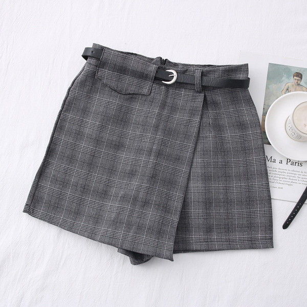 Нов модел ежедневна къса дамска пола-панталон с колан