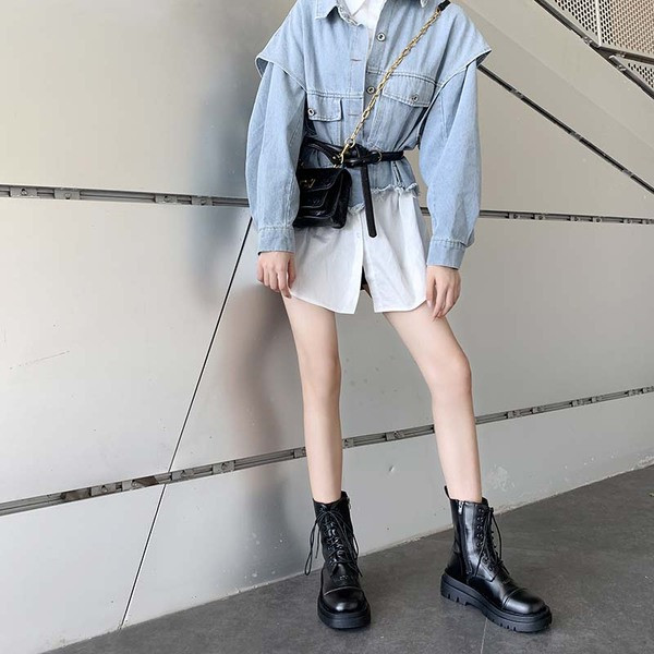 Кожени дамски зимни черни  боти 