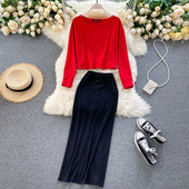 Ежедневен комплект от дълга пола и блуза