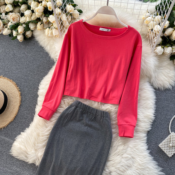 Ежедневен комплект от дълга пола и блуза 