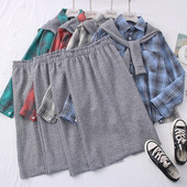 Ежедневен дамски комплект от две части карирана риза+пола