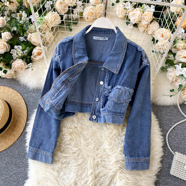 Дамски комплект от рокля и дънково яке 