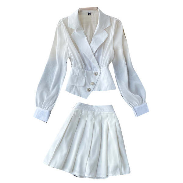 Модерен дамски комплект от риза и пола 