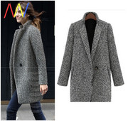 Модерно есенно палто с джобове - големи размери