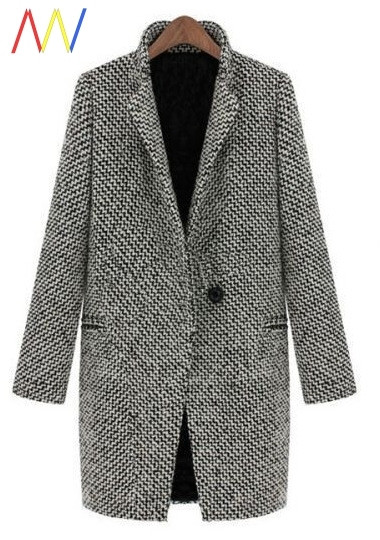 Модерно есенно палто с джобове - големи размери