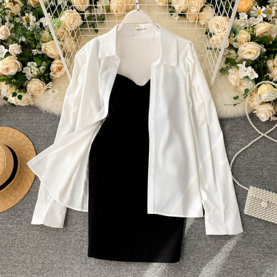 Дамски комплект от рокля и риза 