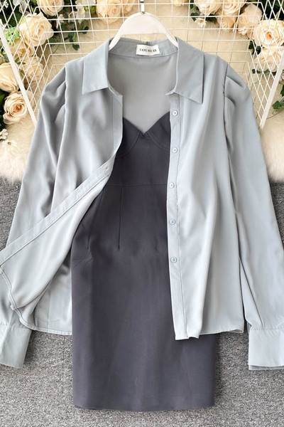 Дамски комплект от рокля и риза 