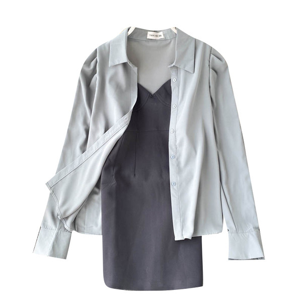 Дамски комплект от рокля и риза 