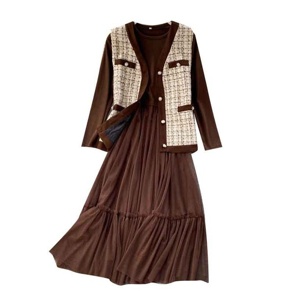 Ретро дамски комплект от рокля и елек