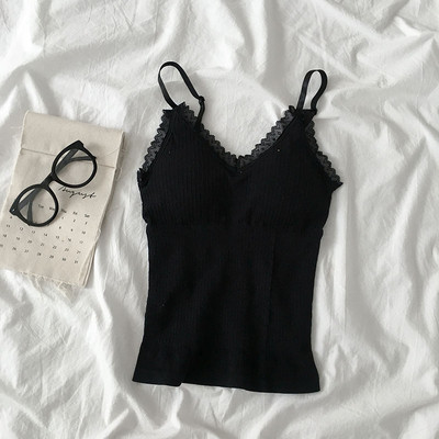 Дамски ежедневен потник с тънки презрамки и дантела