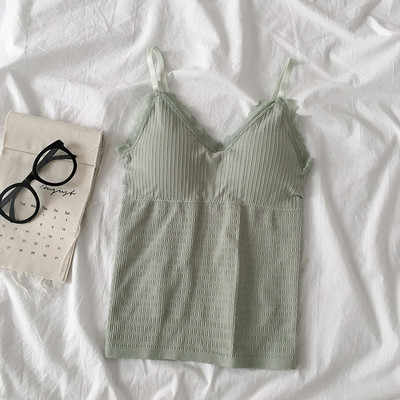 Дамски ежедневен потник с тънки презрамки и дантела