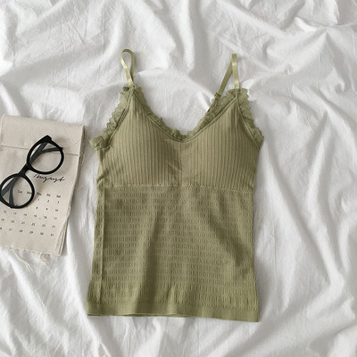 Дамски ежедневен потник с тънки презрамки и дантела