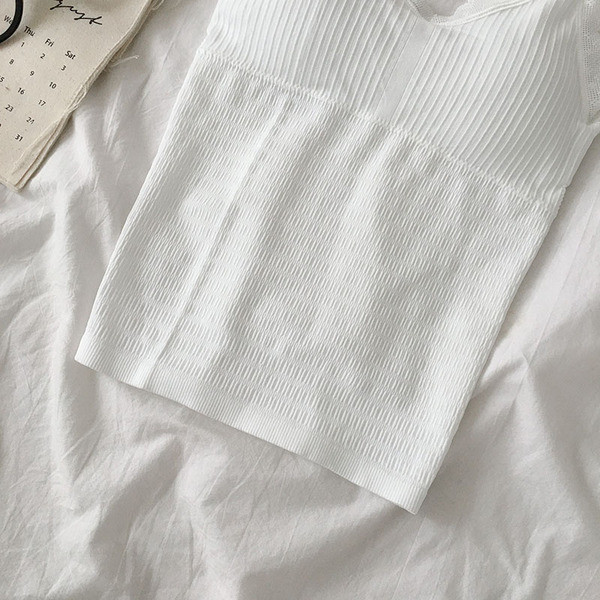 Дамски ежедневен потник с тънки презрамки и дантела