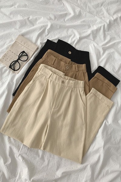 Ежедневен дамски панталон с еластична талия и копче