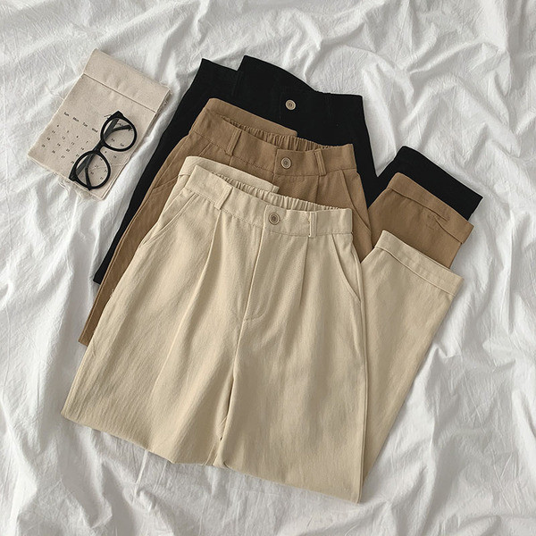 Ежедневен дамски панталон с еластична талия и копче