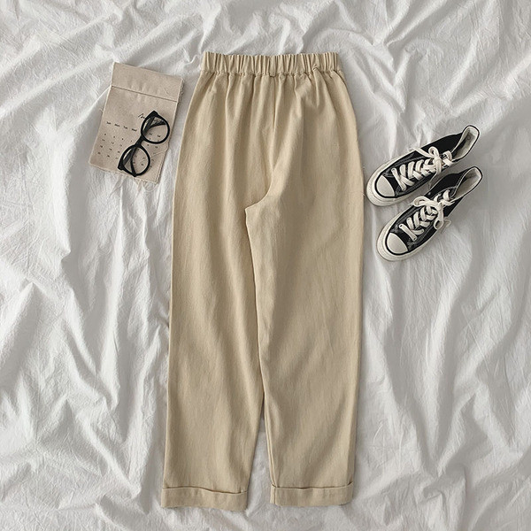 Ежедневен дамски панталон с еластична талия и копче